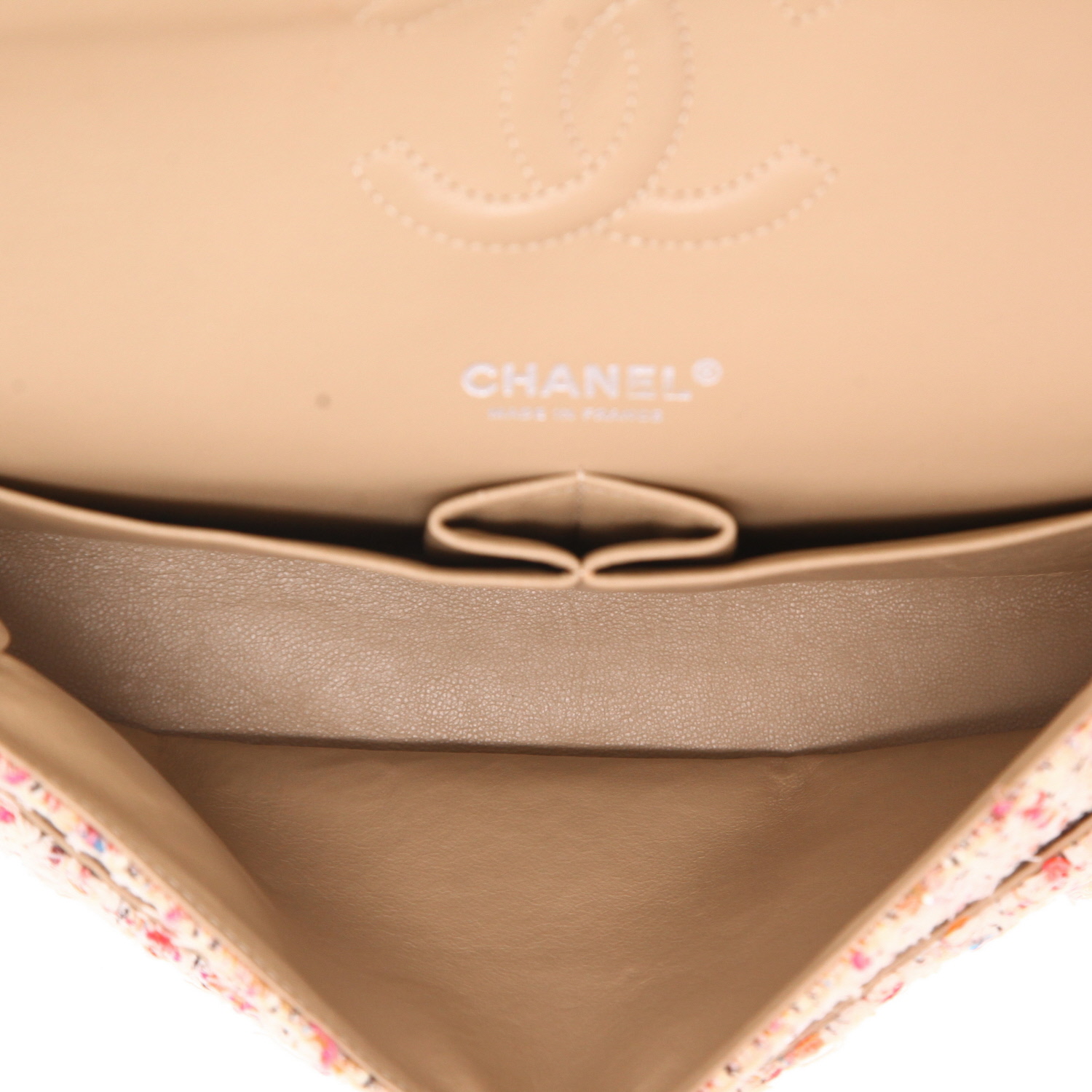 Borsa Chanel  Timeless Classic in tweed beige e rosa - Detail D3