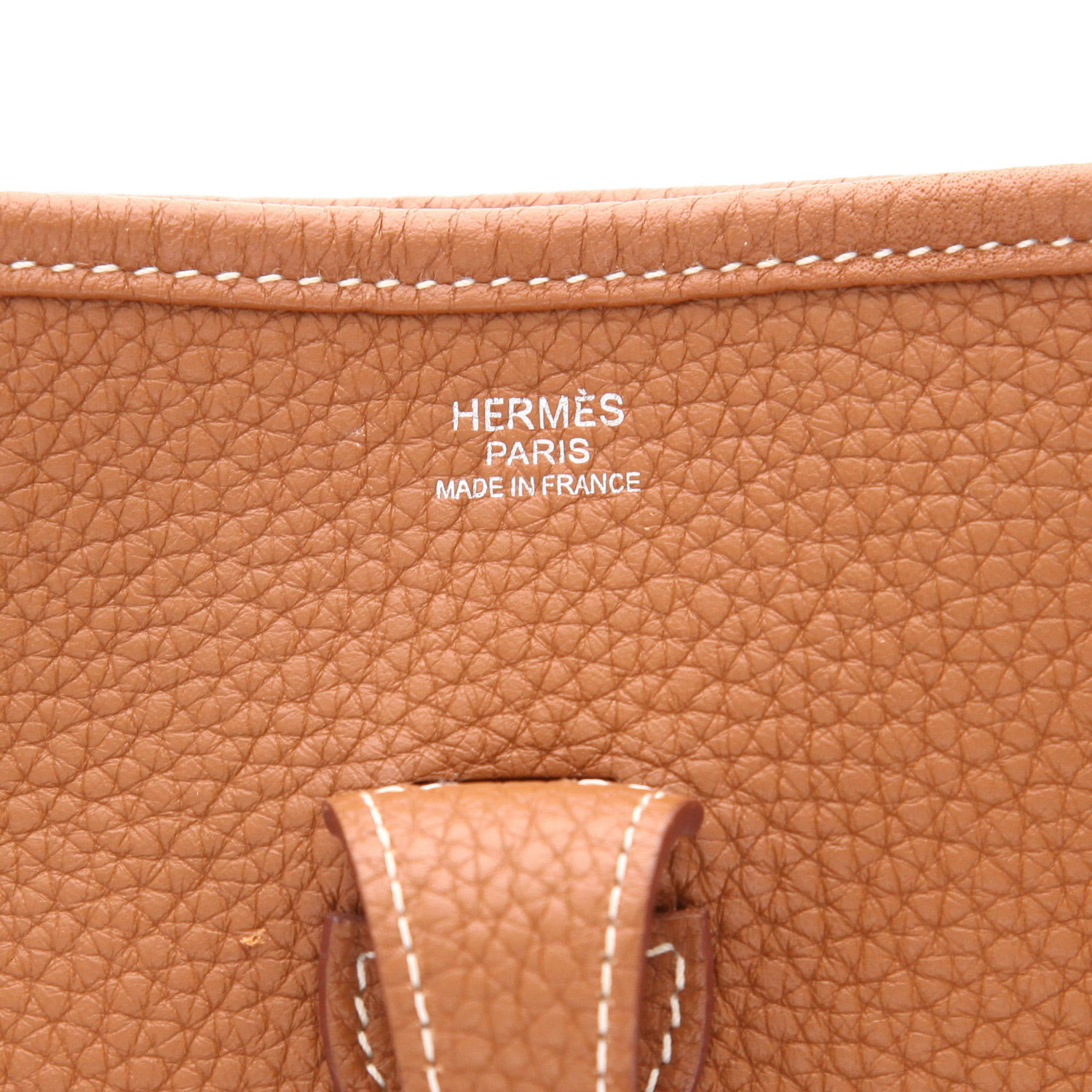 Bolso bandolera Hermès  Evelyne 29 cm en cuero togo color oro - Detail D2