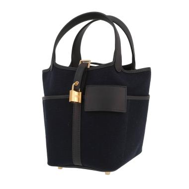 Sac à main Hermès  Picotin 26 cm en toile bleue et cuir bleu
