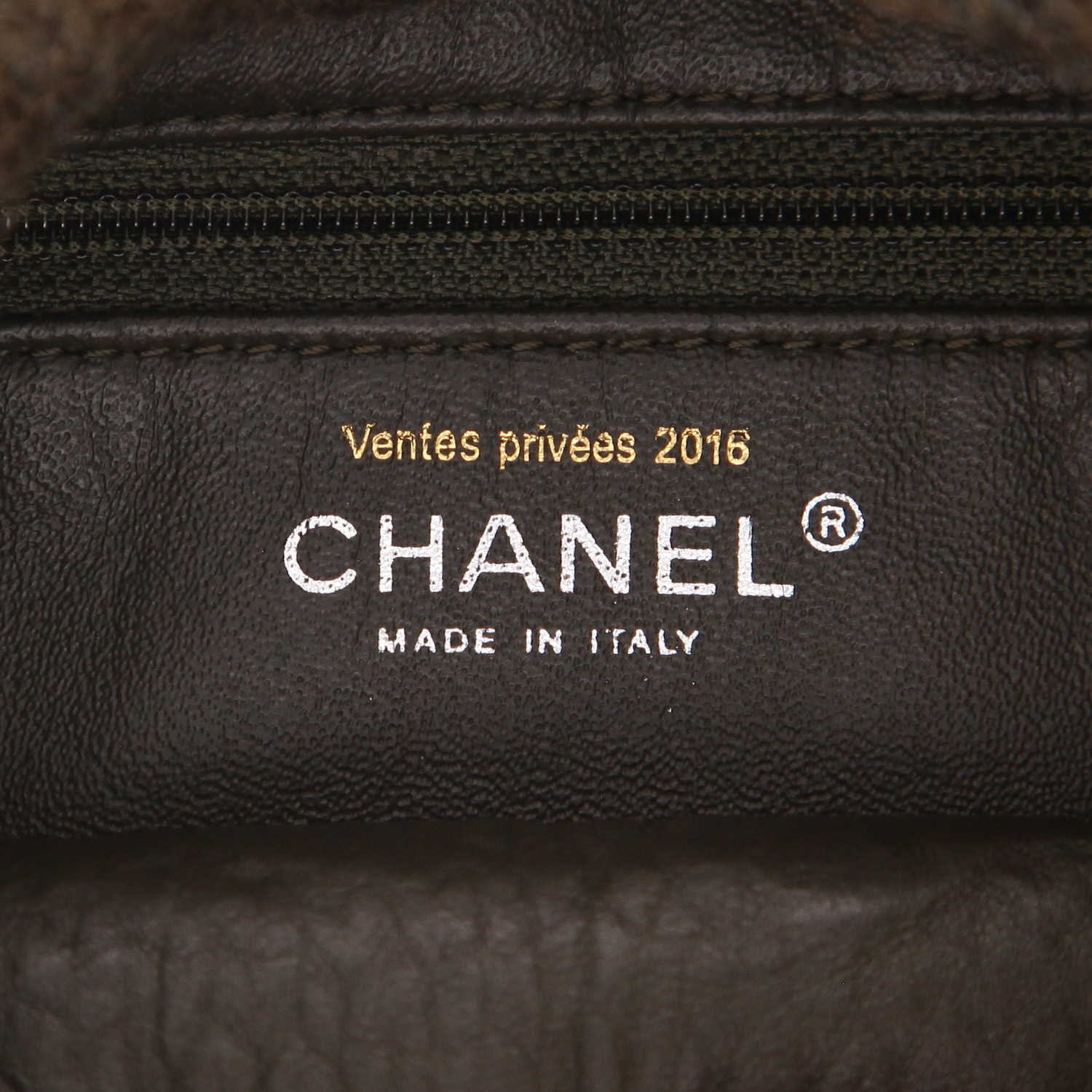 Borsa Chanel   in pelle verde kaki e tessuto di lana verde kaki - Detail D2