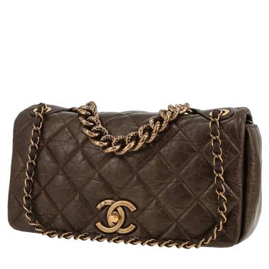 Chanel   handbag  in bronze quilted leather