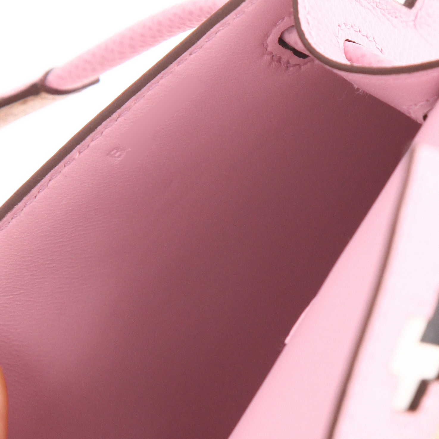 Bolso de mano Hermès  Kelly Doll Picto en cuero epsom Mauve Sylvestre, Nata amarillo Lime y Chai - Detail D4