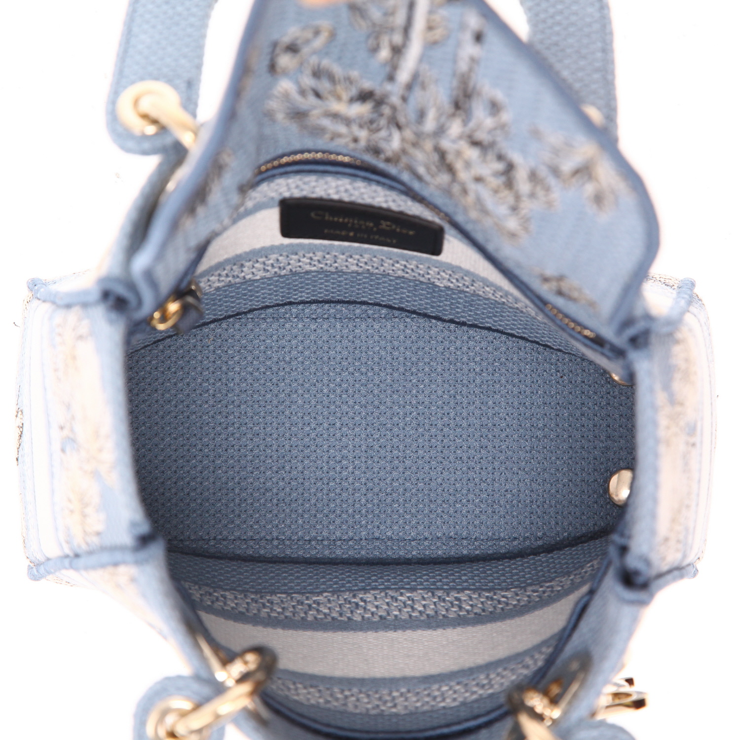 Bolso de mano Dior  Lady D- Lite en lona azul - Detail D3