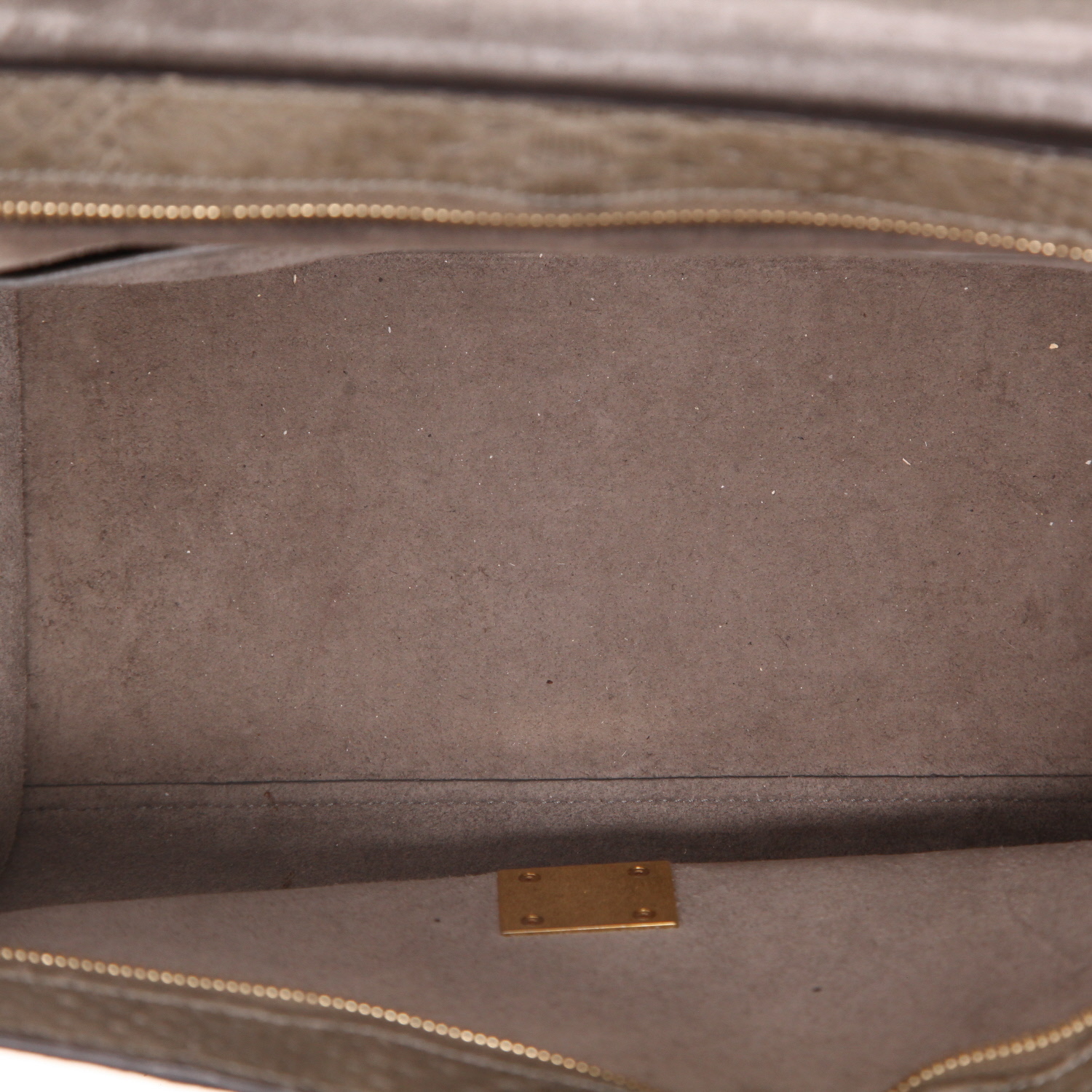 Bolso de mano Celine  Trapeze en cuero gris y piel de pitón color topo - Detail D3