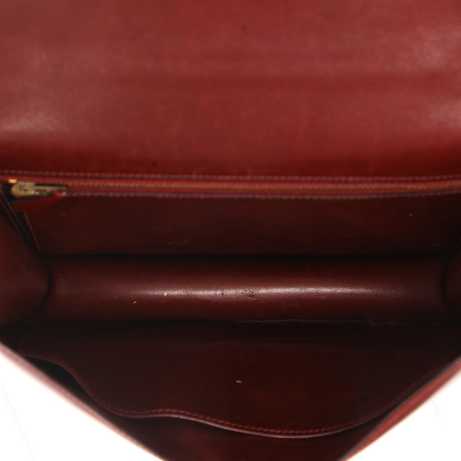 Bolso de mano Hermès  Constance en cuero box color burdeos - Detail D3