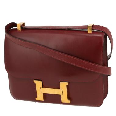 Hermès  Constance handbag  in burgundy box leather