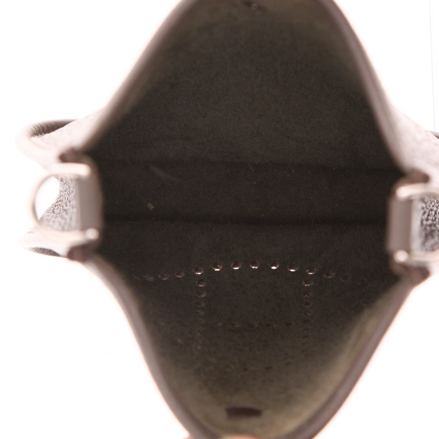 Borsa a tracolla Hermès  Mini Evelyne in pelle taurillon clemence grigia - Detail D3