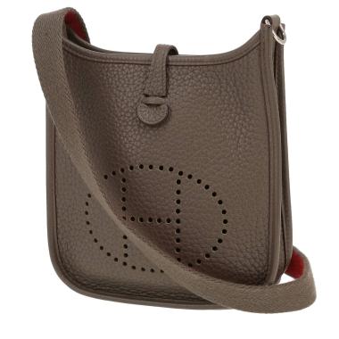 Borsa a tracolla Hermès  Mini Evelyne in pelle taurillon clemence grigia