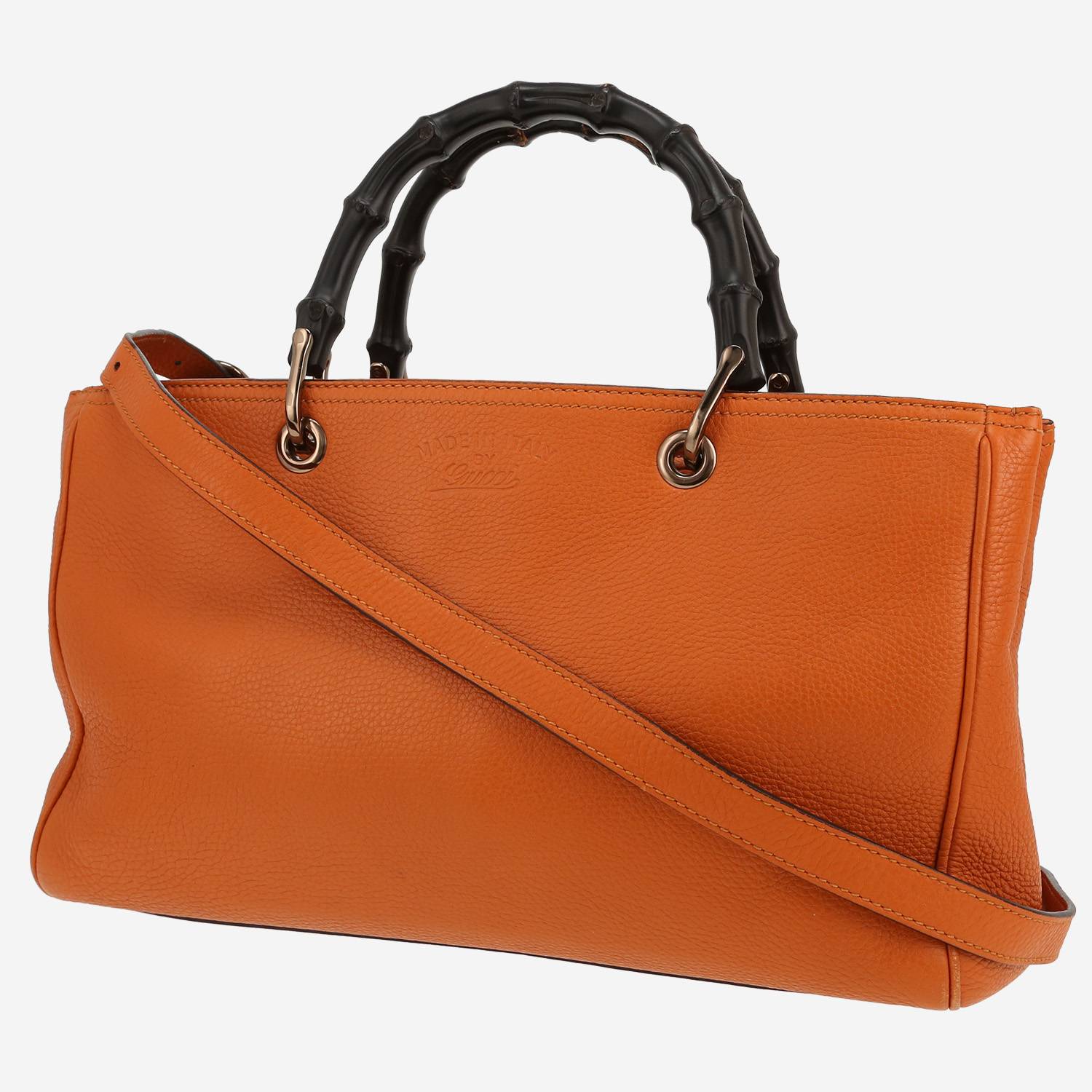 Sac à main Gucci  Bamboo en cuir grainé orange