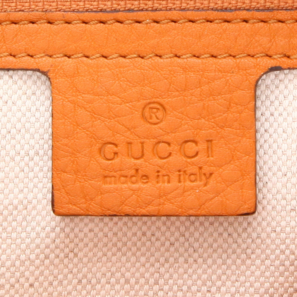 Borsa Gucci  Bamboo in pelle martellata arancione - Detail D2