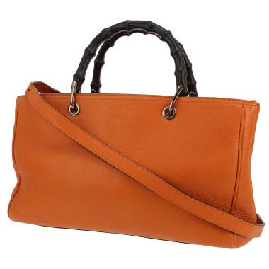 Sac à main Gucci  Bamboo en cuir grainé orange