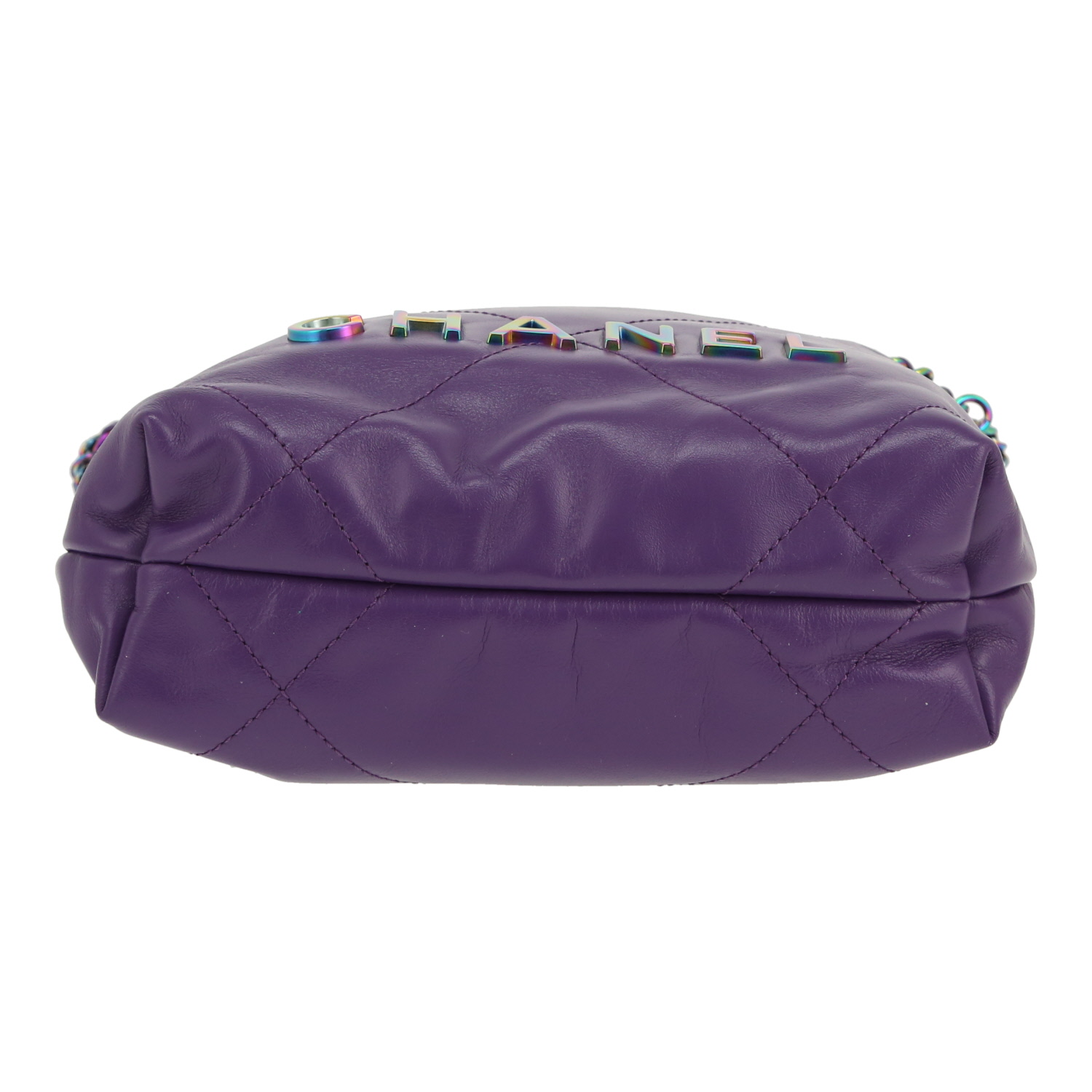 Bolso bandolera Chanel  22 en cuero violeta - Detail D1