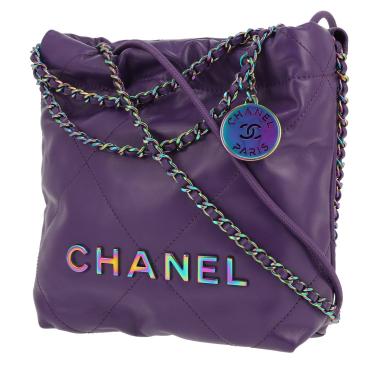 Bolso bandolera Chanel  22 en cuero violeta