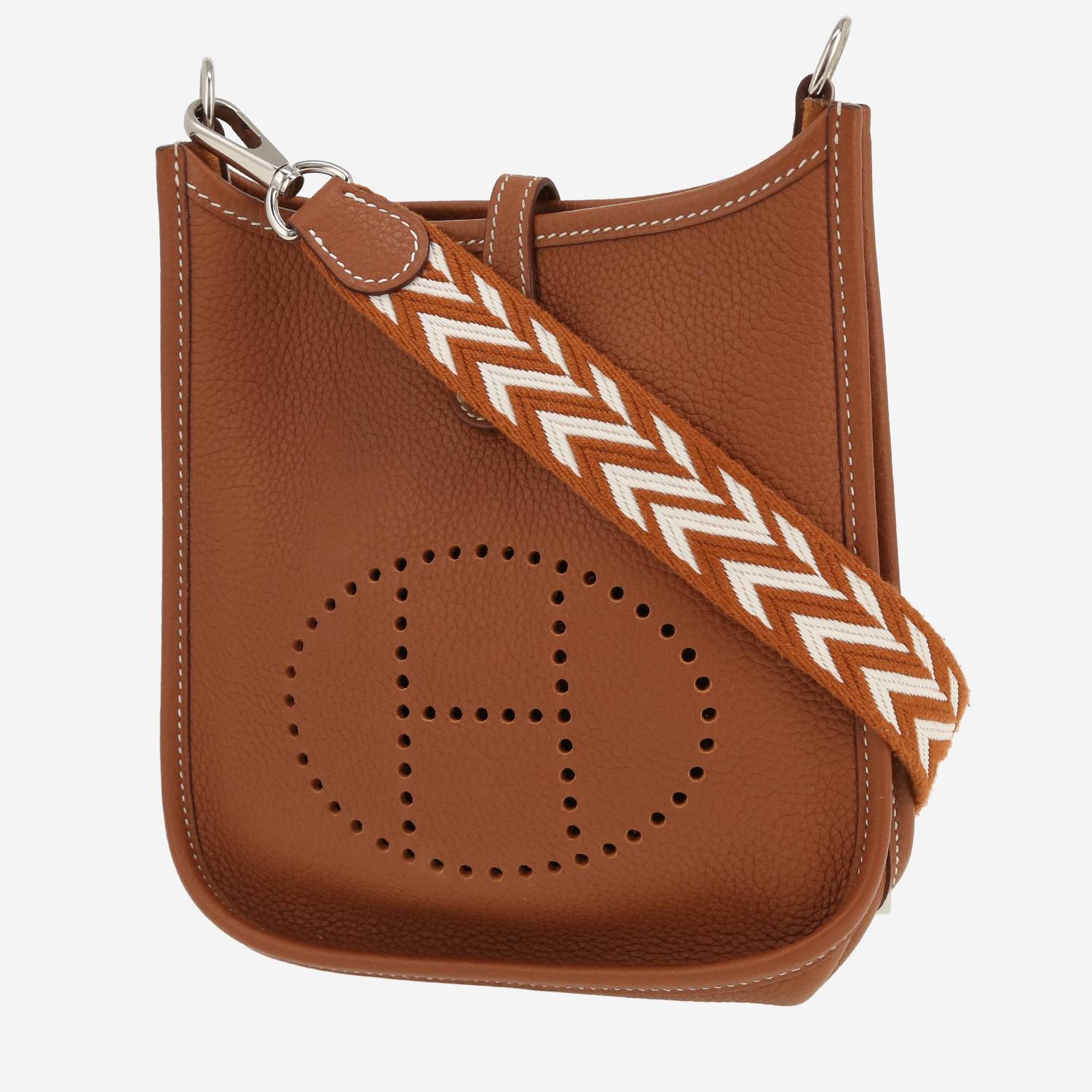 Hermès  Mini Evelyne shoulder bag  in gold leather taurillon clémence
