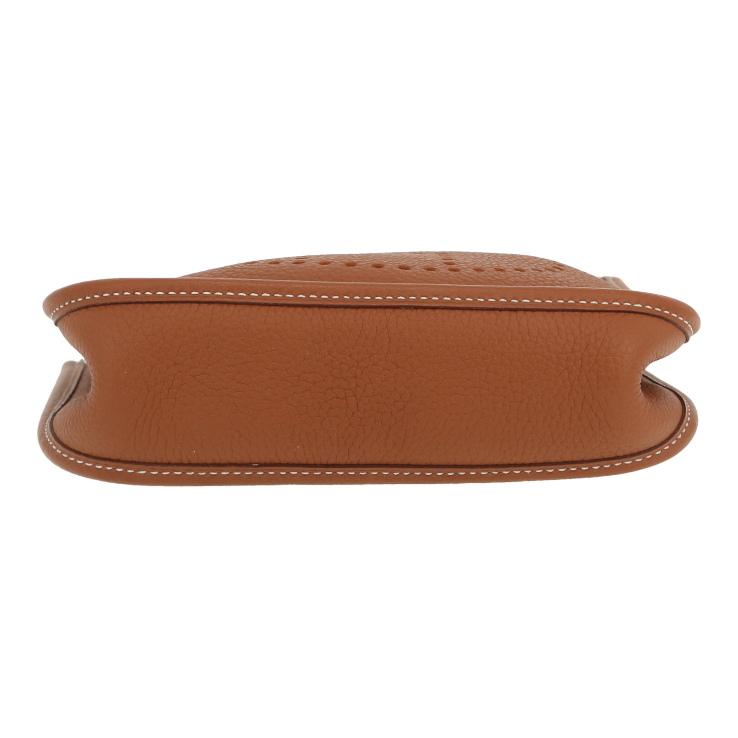 Hermès  Mini Evelyne shoulder bag  in gold leather taurillon clémence - Detail D1