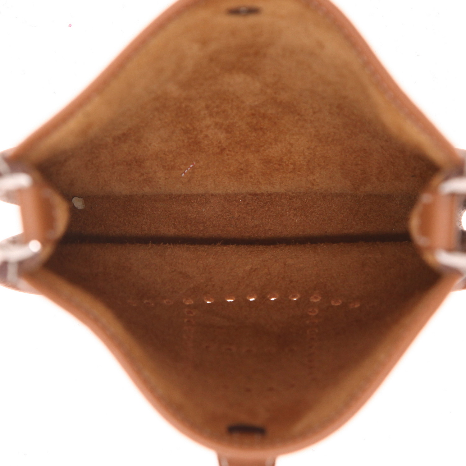 Bolso bandolera Hermès  Mini Evelyne en cuero taurillon clémence color oro - Detail D3