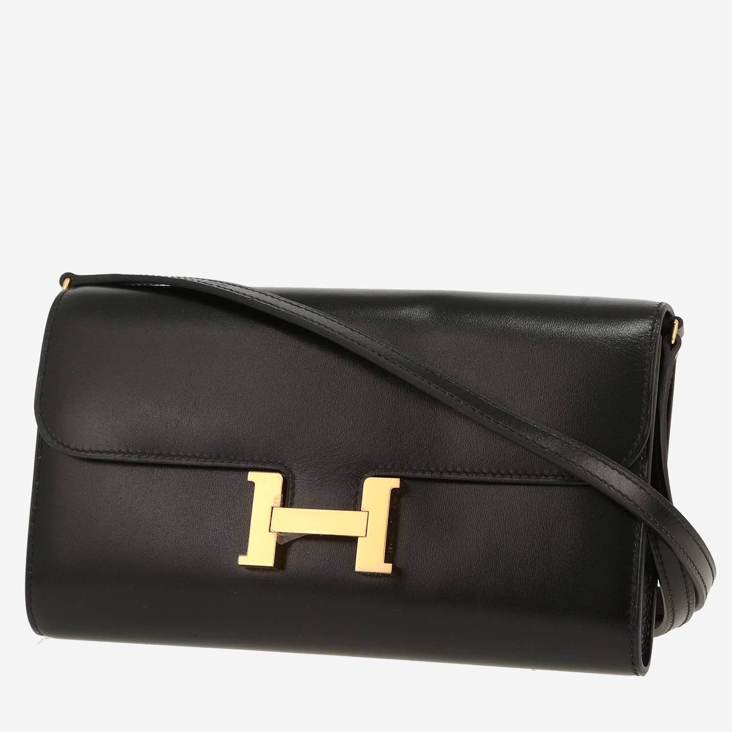 Bolso bandolera Hermès  Long To Go en cuero box negro
