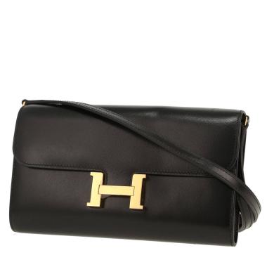 Borsa a tracolla Hermès  Constance Long To Go in pelle box nera