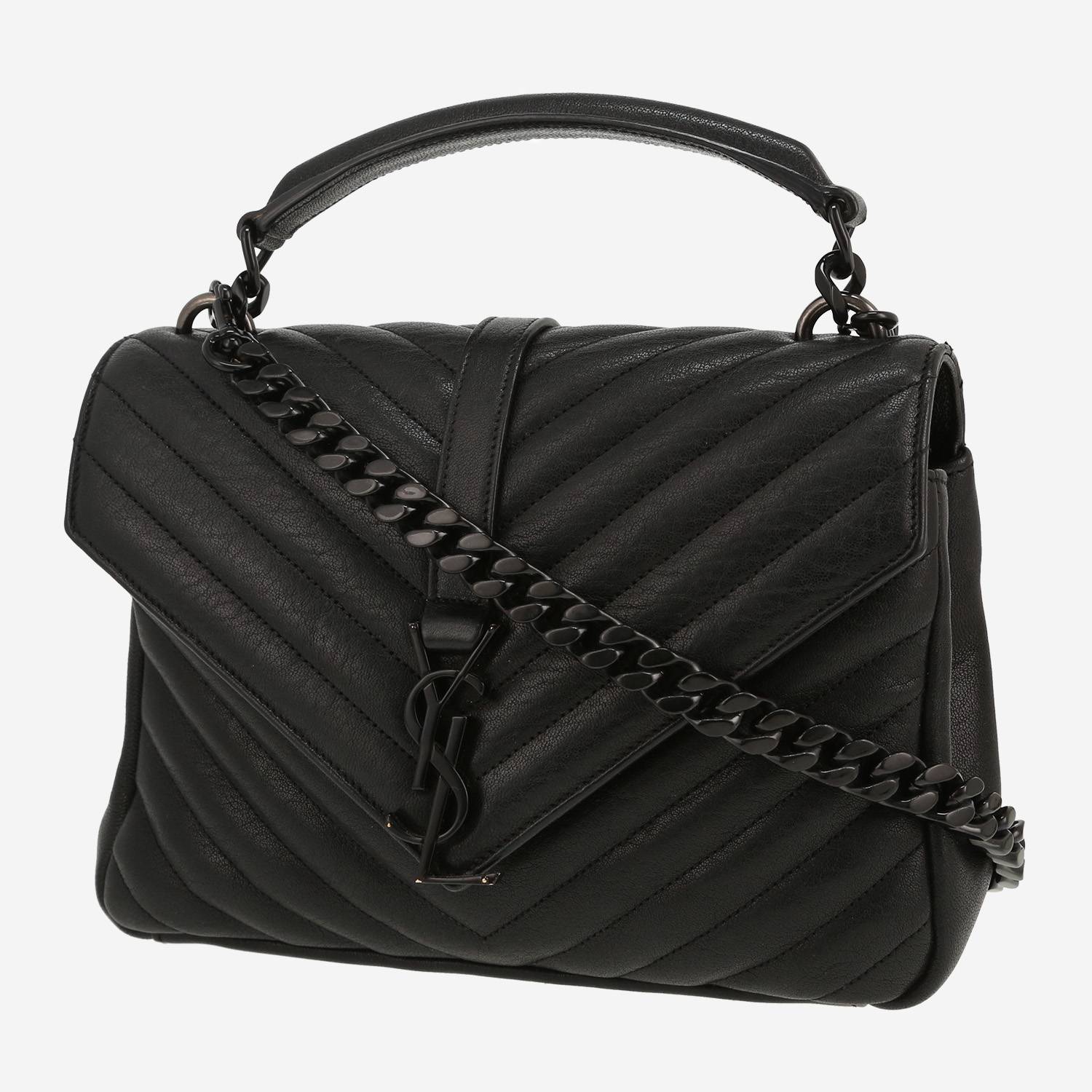 Sac à main Saint Laurent  College en cuir matelassé chevrons noir
