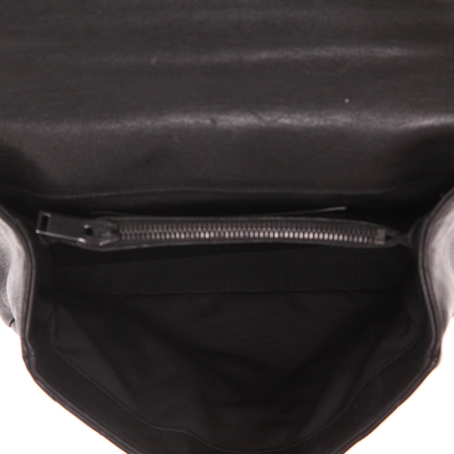 Bolso de mano Saint Laurent  College en cuero acolchado con motivos de espigas negro - Detail D3