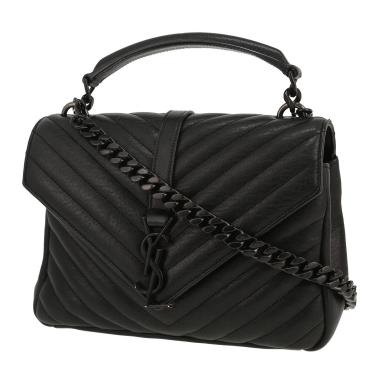 Bolso de mano Saint Laurent  College en cuero acolchado con motivos de espigas negro