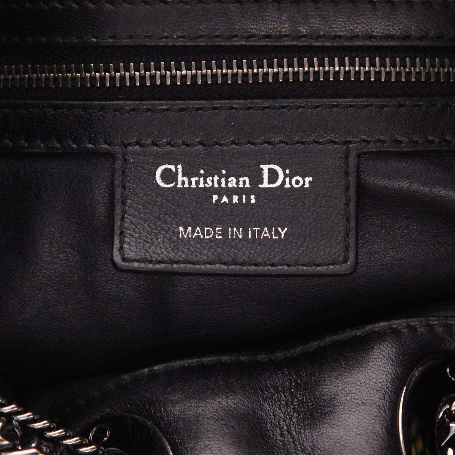 Sac cabas Dior   en cuir noir - Detail D2