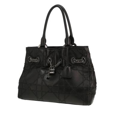 Dior   shopping bag  in black leather