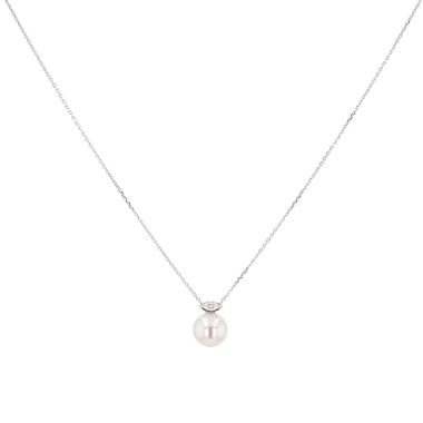 Collana Tasaki  in oro bianco, diamante e perla coltivata
