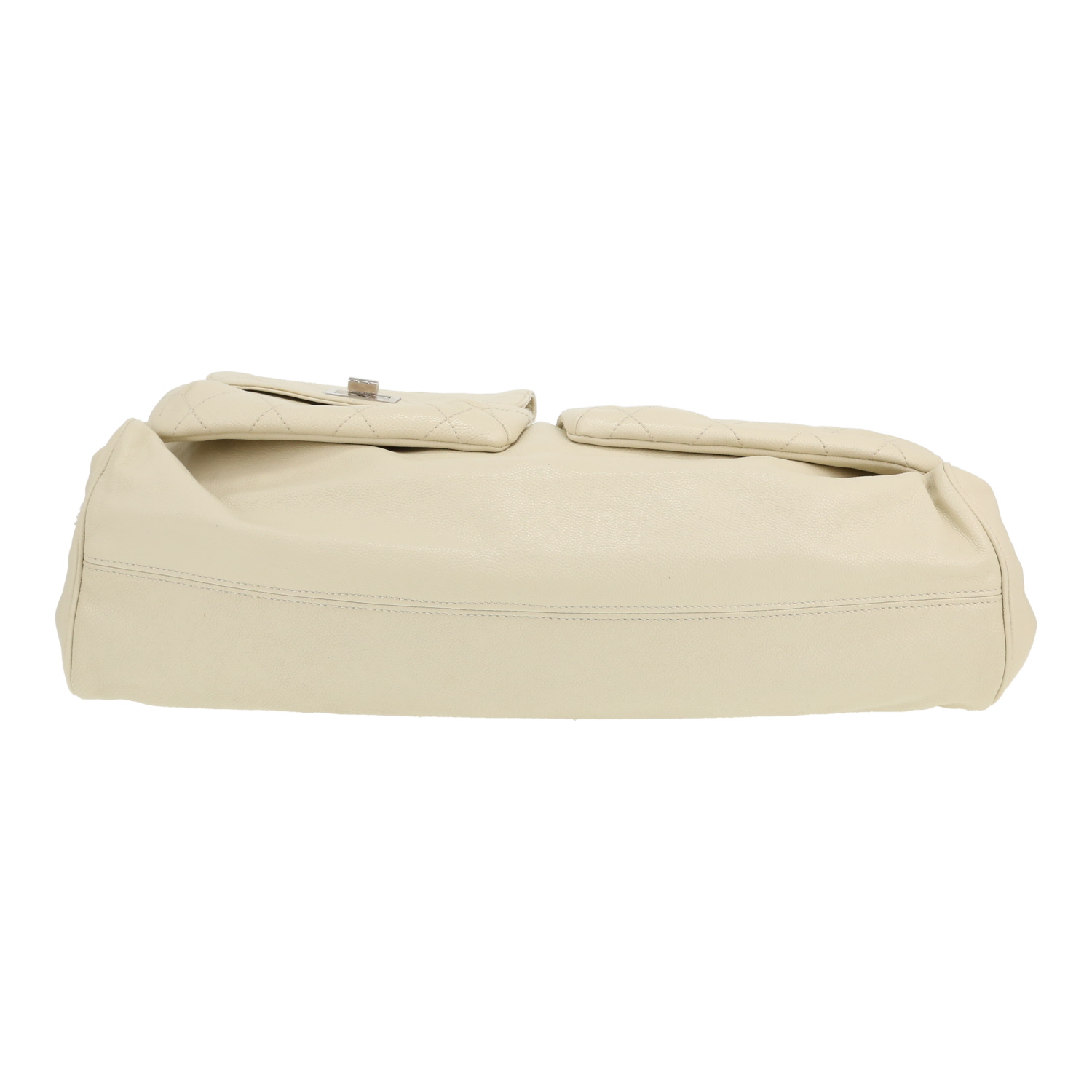 Sac cabas Chanel   en cuir grainé blanc - Detail D1