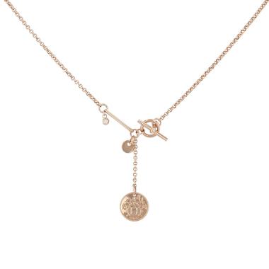 Collar Hermès Ex Libris modelo pequeño de oro rosa y diamante