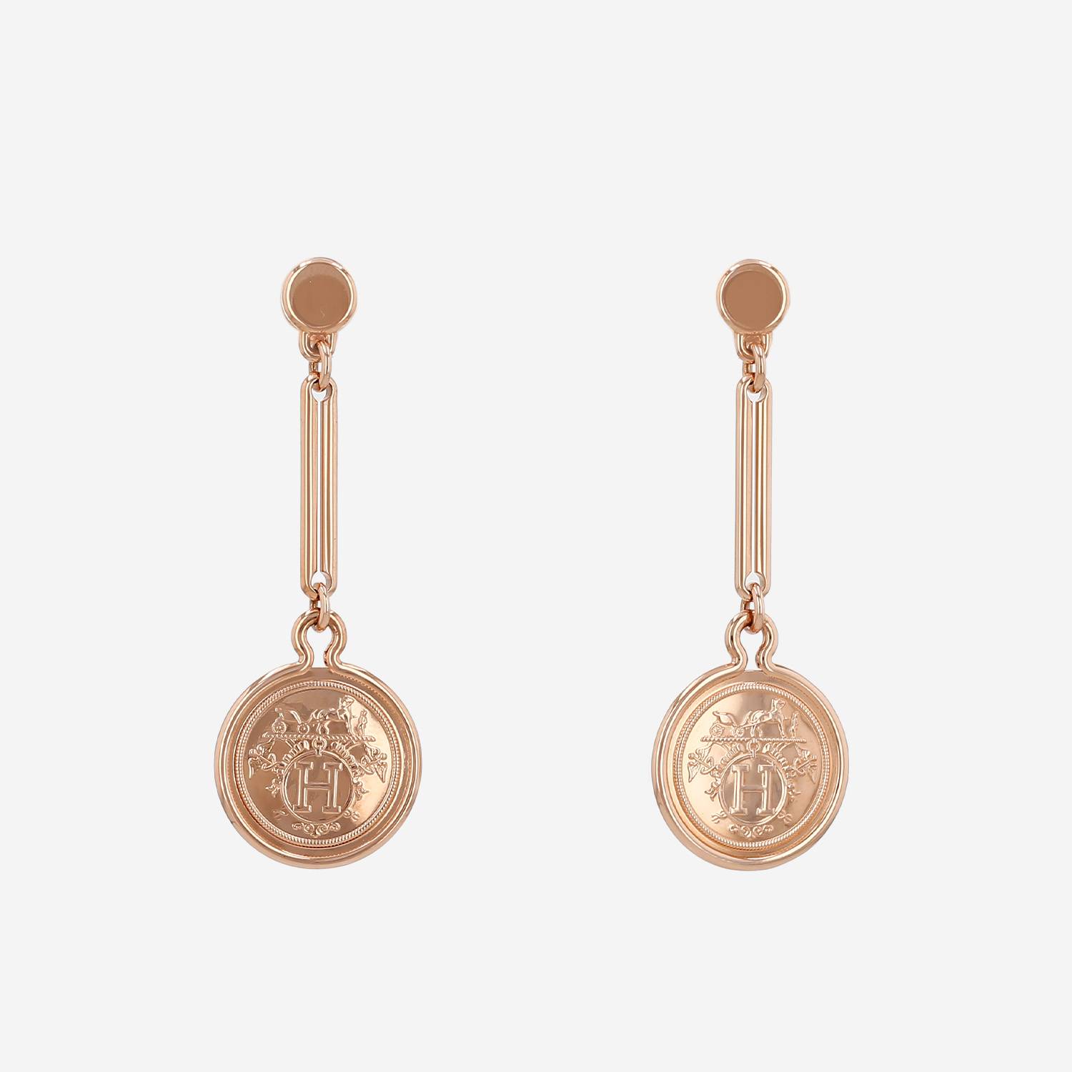 Pendientes Hermès Ex Libris de oro rosa