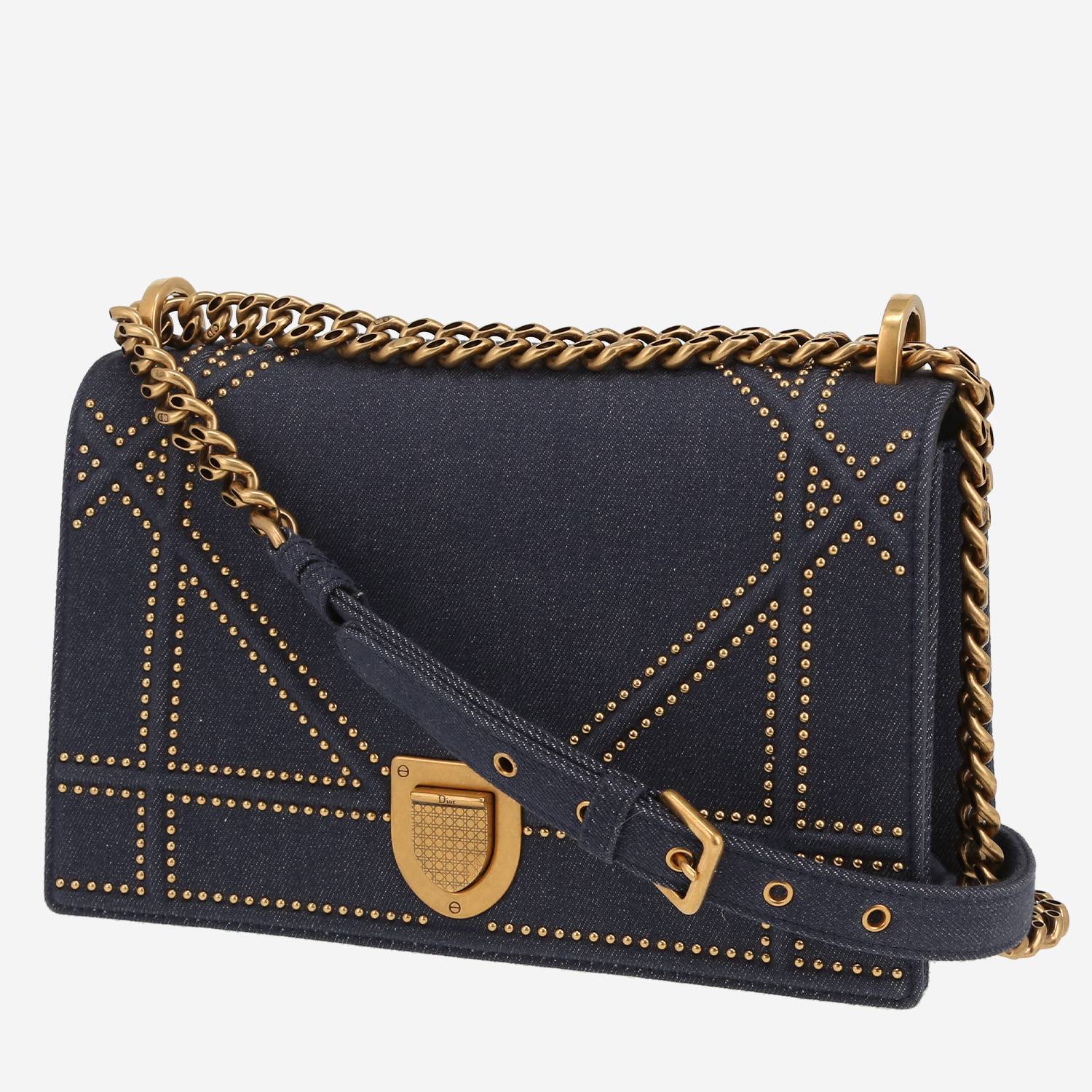 Sac à main Dior  Diorama en toile denim bleue