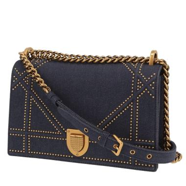 Borsa Dior  Diorama in tela denim blu