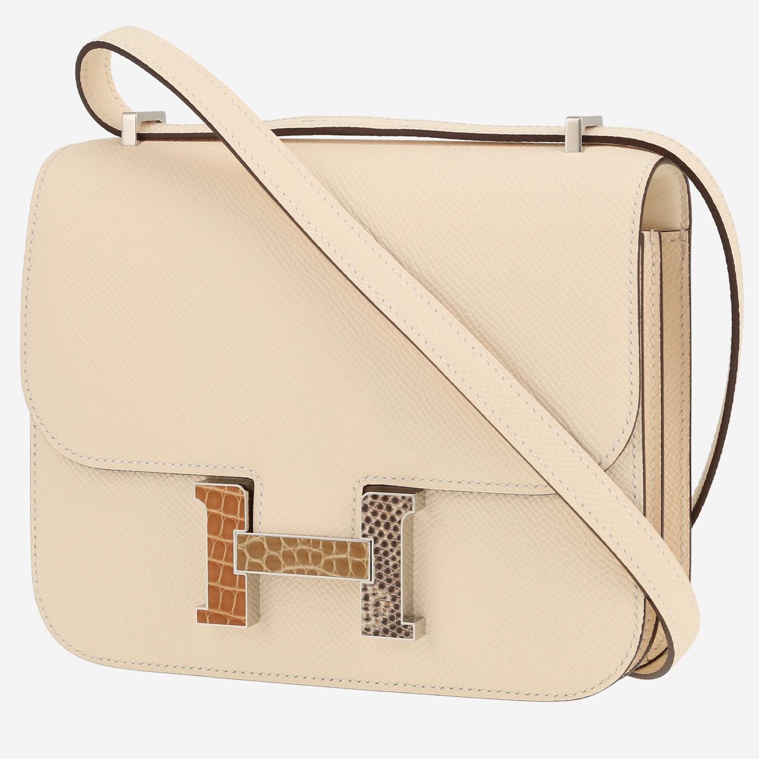 Bolso de mano Hermès  Constance mini  en cuero epsom Nata