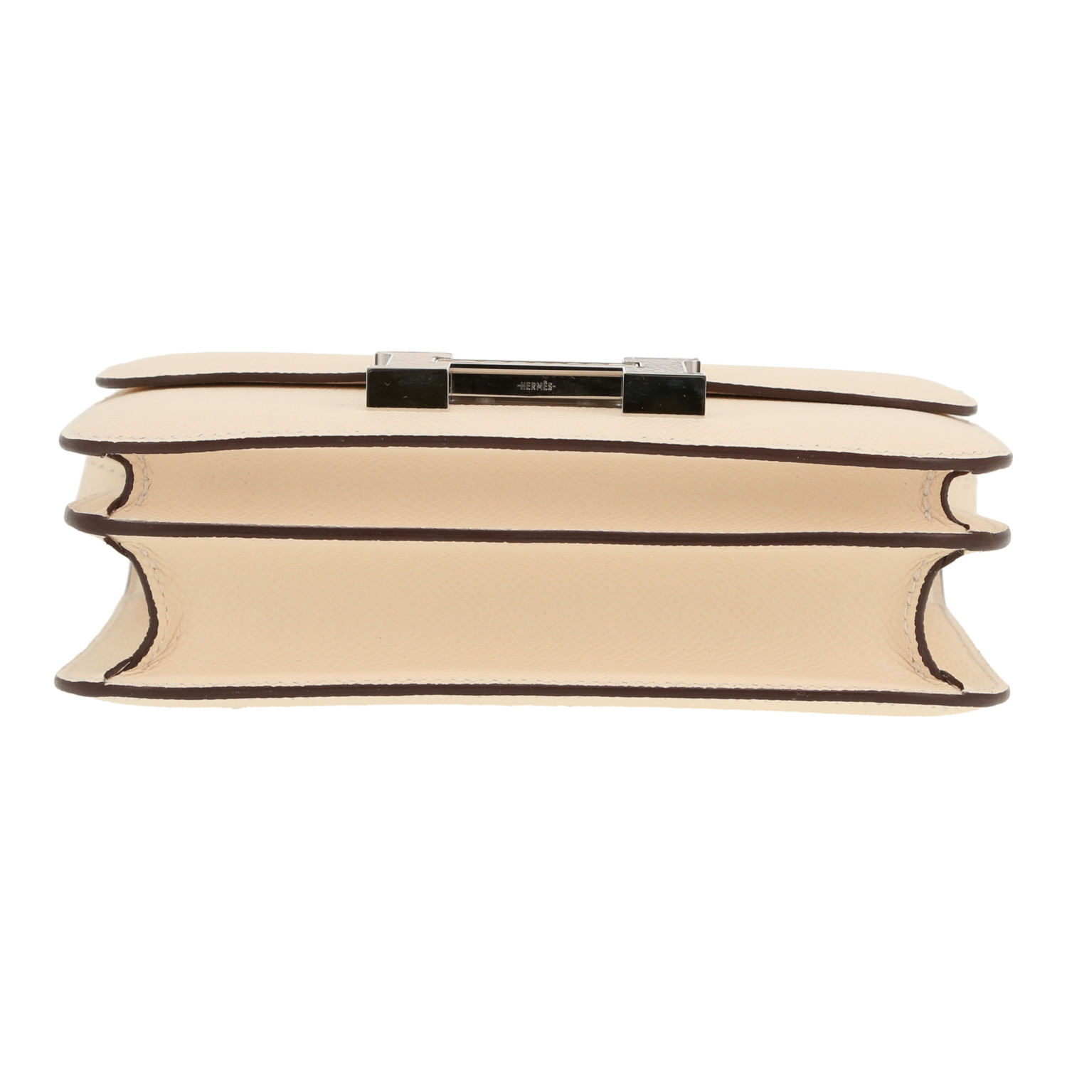 Bolso de mano Hermès  Constance mini  en cuero epsom Nata - Detail D1