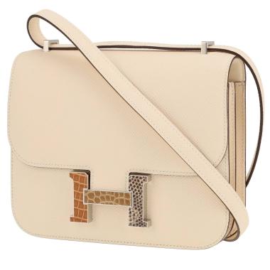 Bolso de mano Hermès  Constance mini  en cuero epsom Nata