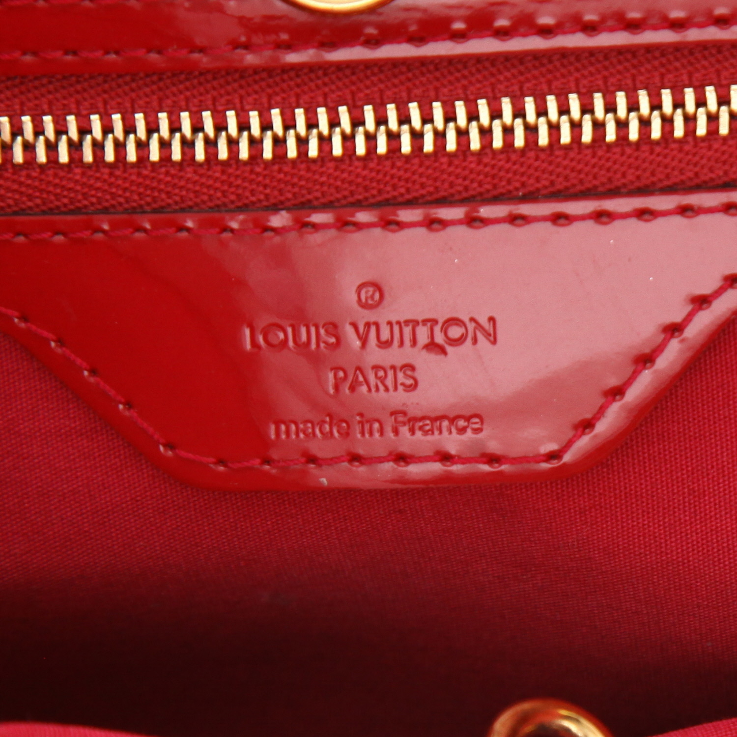 Borsa Louis Vuitton  Catalina in pelle verniciata monogram rossa e pelle naturale - Detail D2