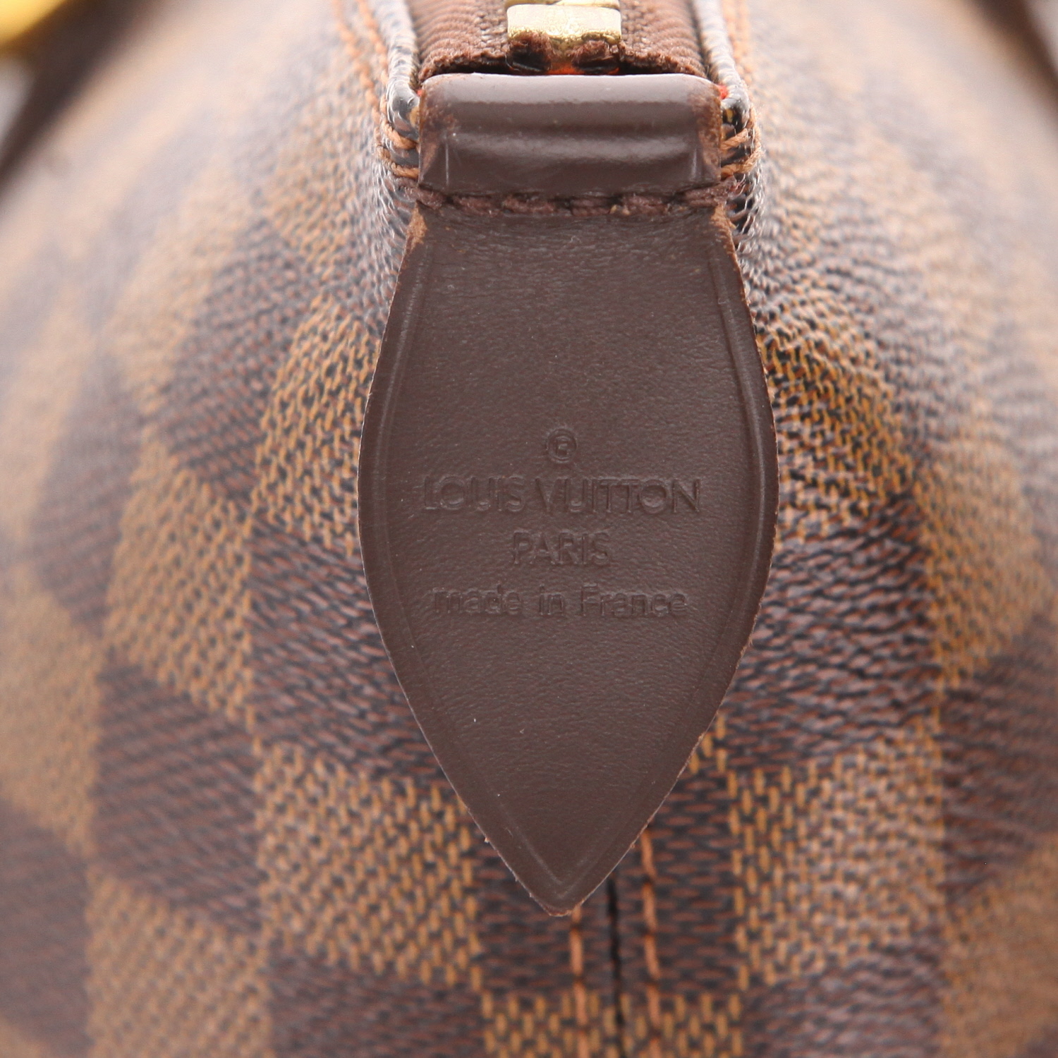 Louis Vuitton  Saleya handbag  in ebene damier canvas  and brown leather - Detail D2