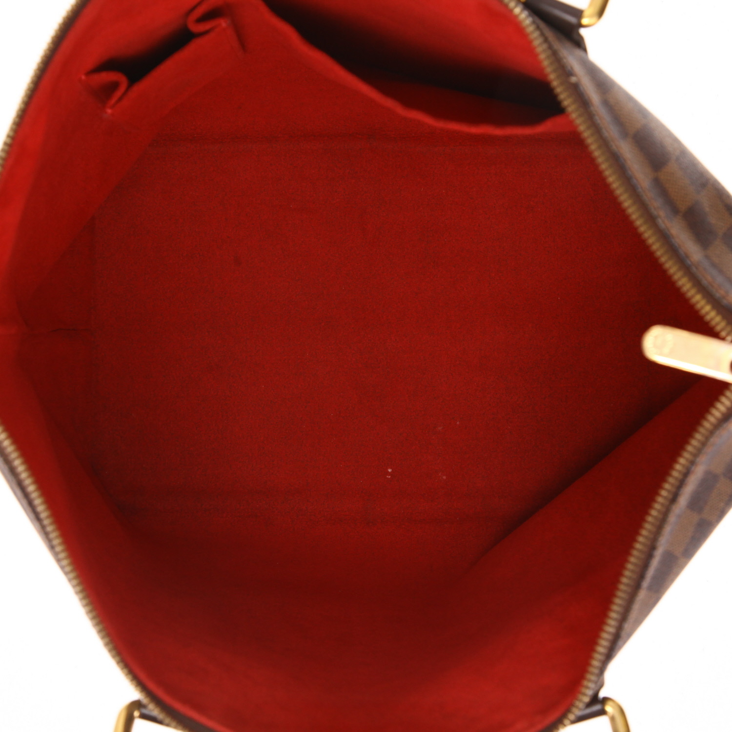 Sac à main Louis Vuitton  Saleya en toile damier ébène et cuir marron - Detail D3