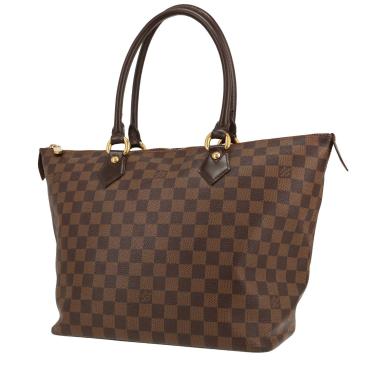 Borsa Louis Vuitton  Saleya in tela a scacchi ebana e pelle marrone