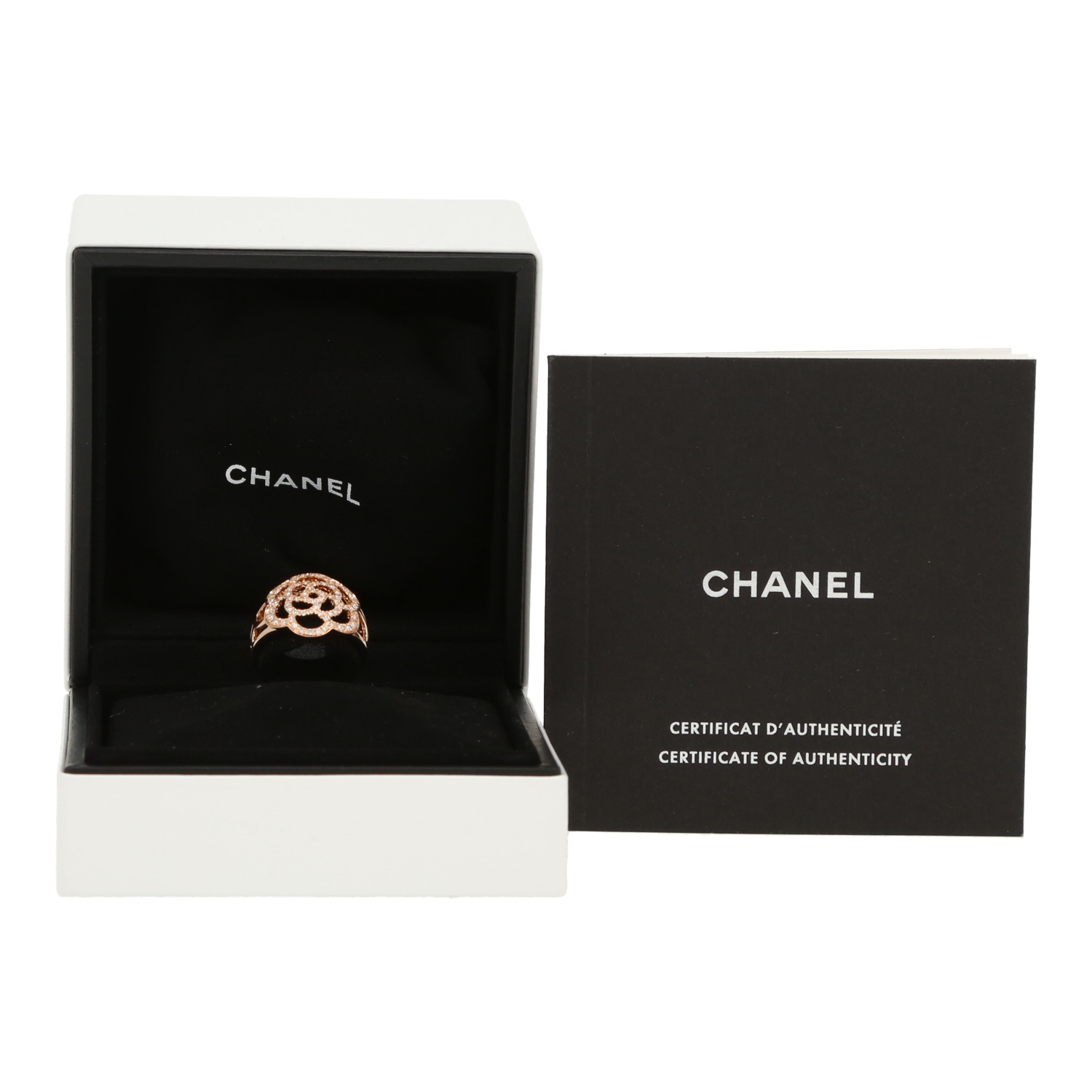 Chanel Camelia ring in pink gold and diamonds - Detail D2