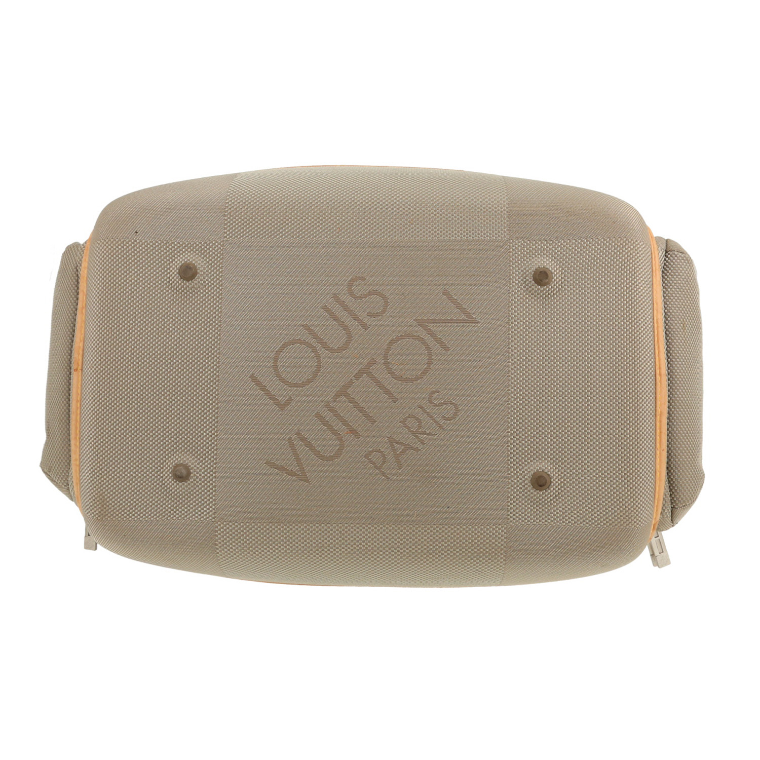 Borsa da viaggio Louis Vuitton  Geant Aventurier in tela grigia e pelle naturale - Detail D1