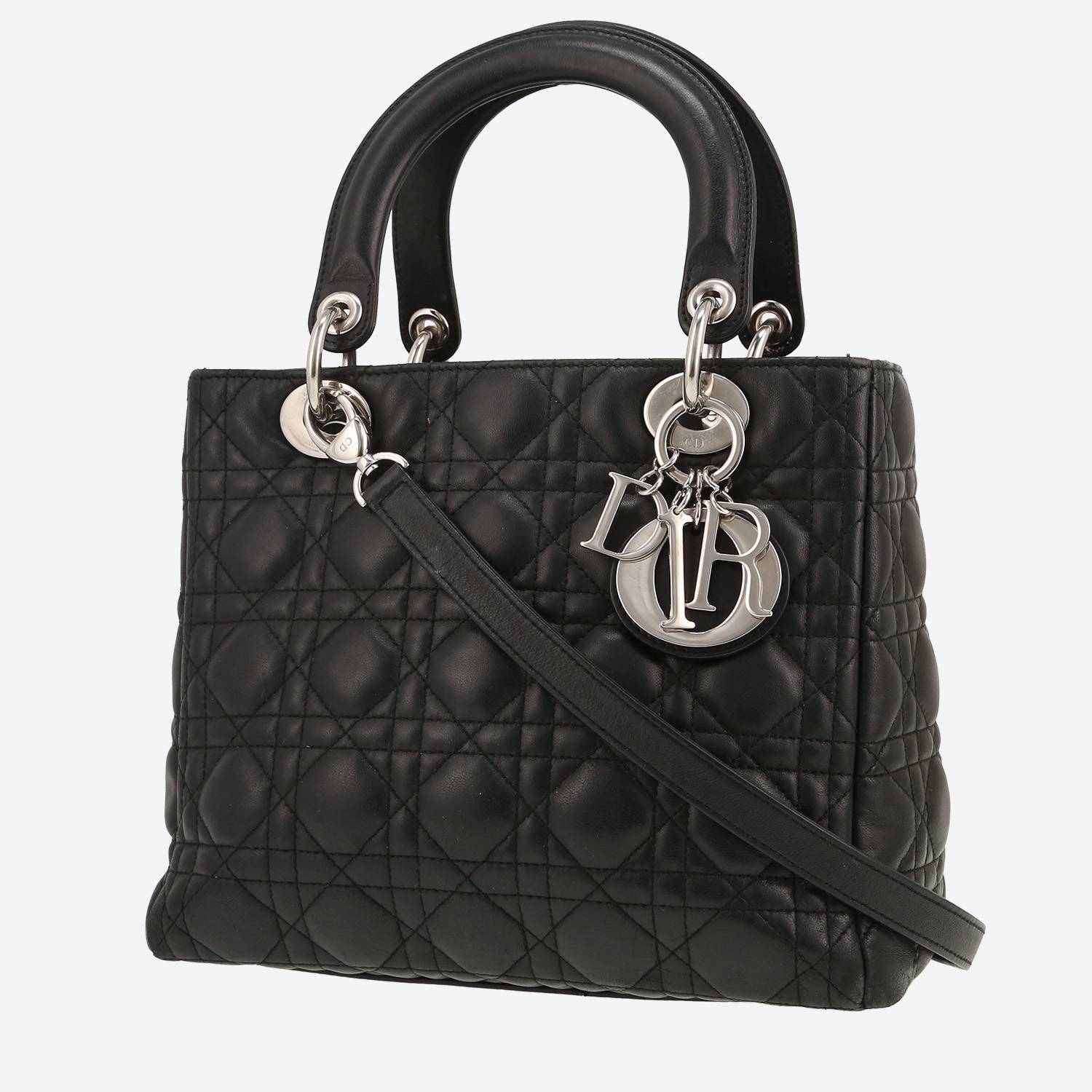 Dior  Lady Dior handbag  in black leather cannage