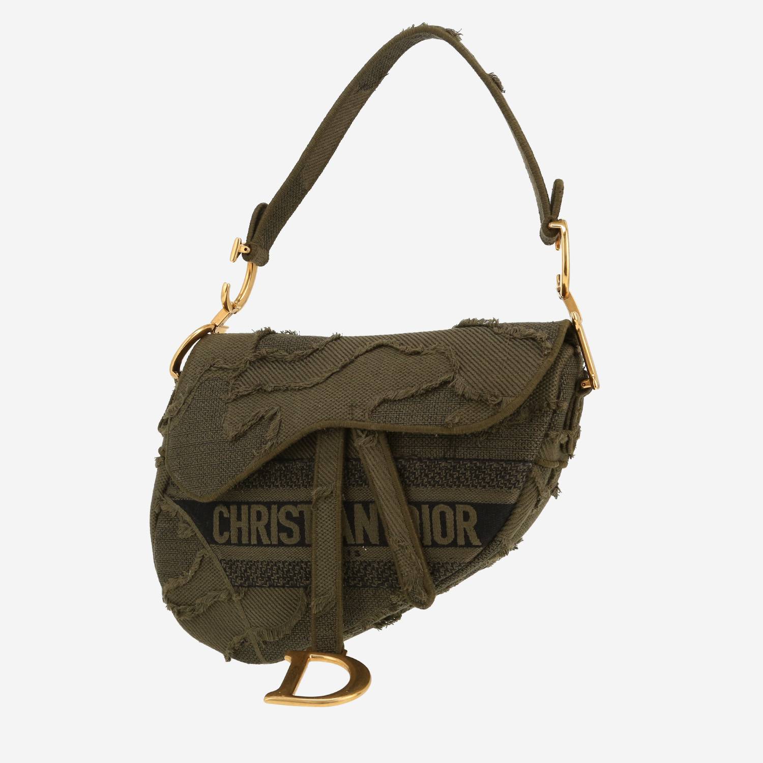 Borsa Dior  Saddle in tela verde kaki