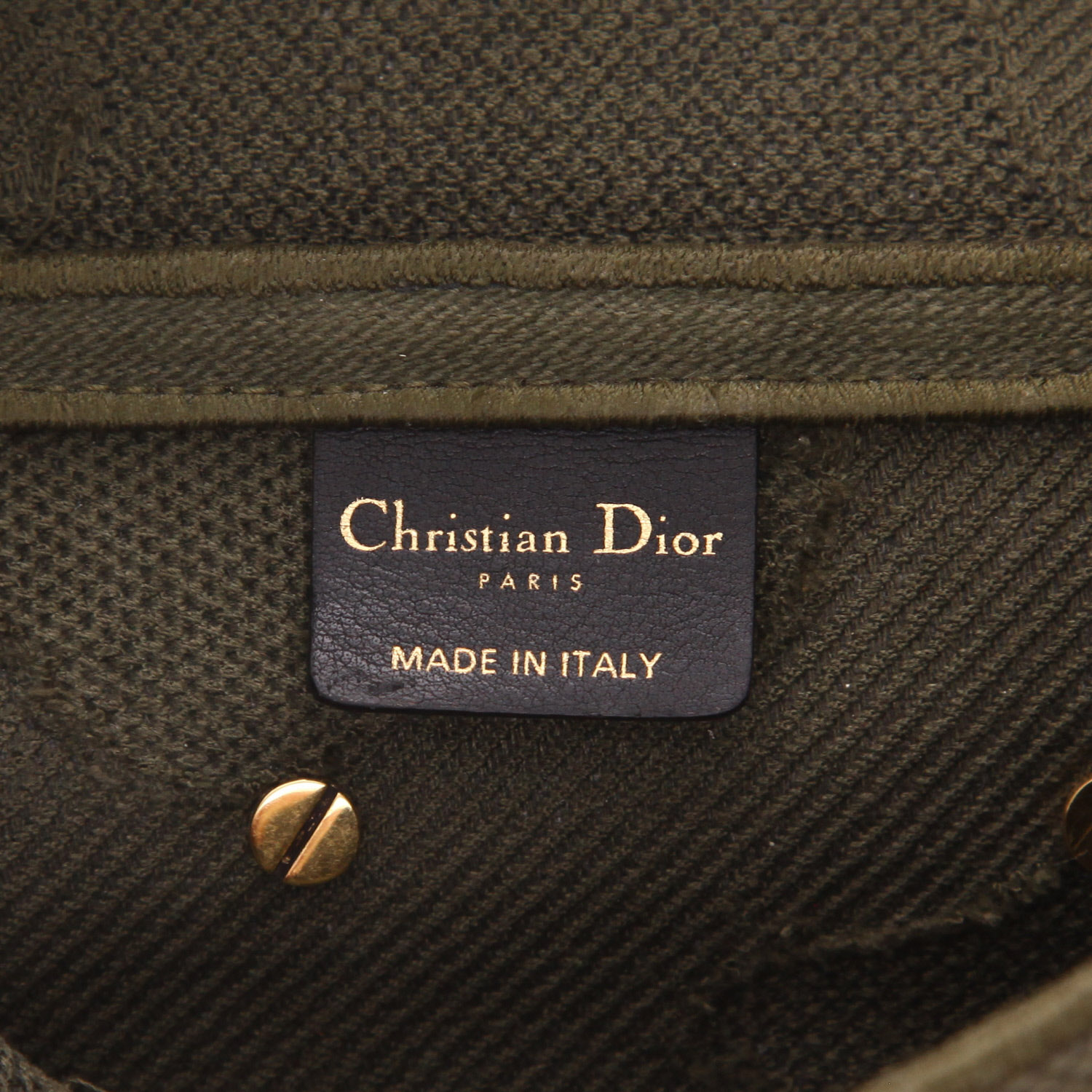 Bolso de mano Dior  Saddle en lona caqui - Detail D2