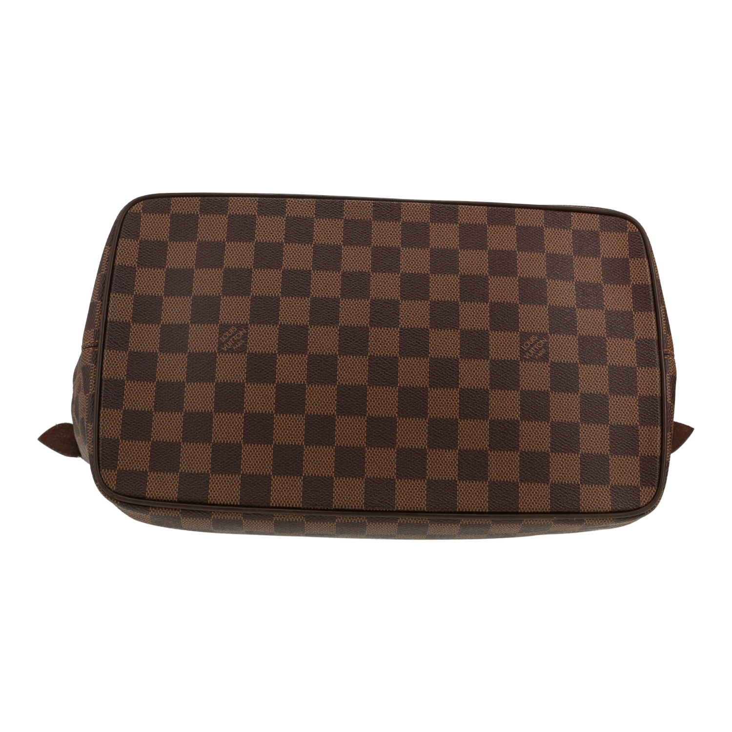 Bolso de mano Louis Vuitton  Saleya en lona a cuadros ébano y cuero marrón - Detail D1