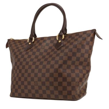 Louis Vuitton  Saleya handbag  in ebene damier canvas  and brown leather