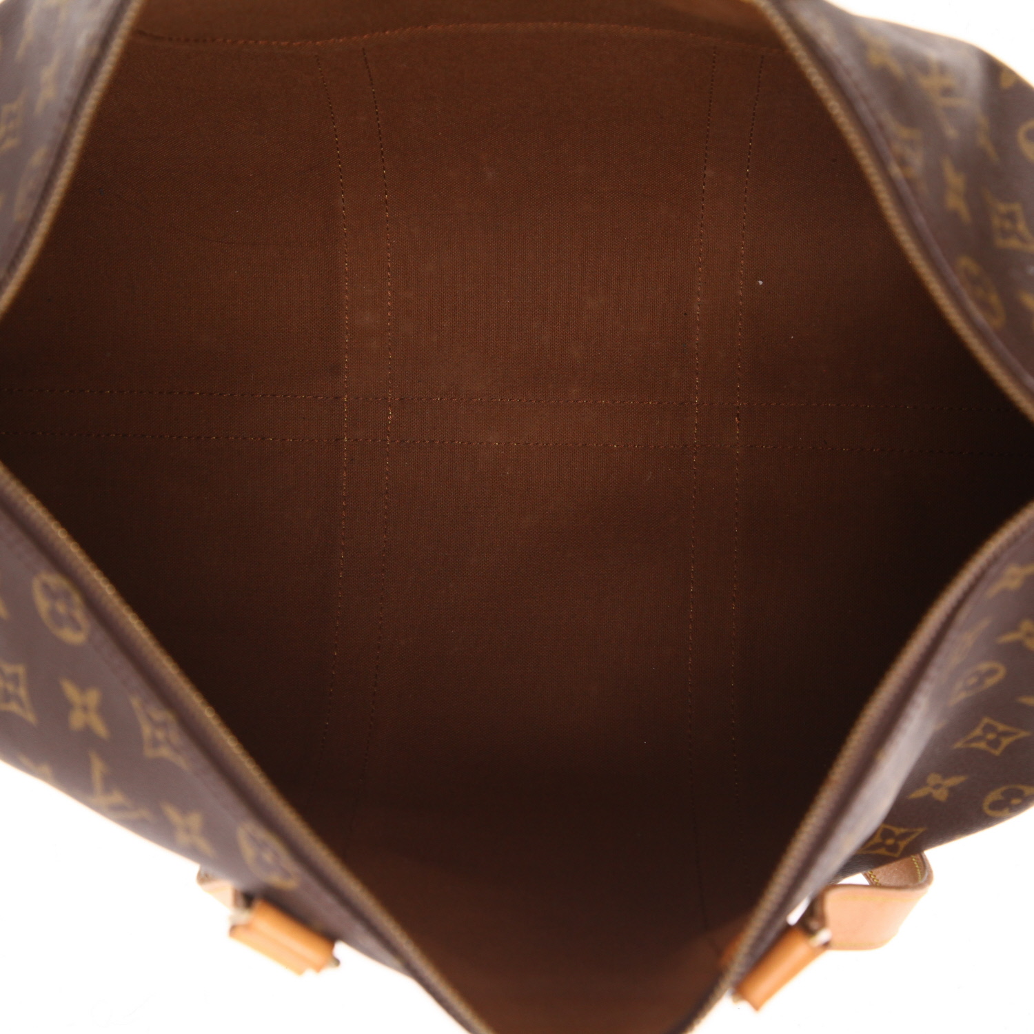 Louis Vuitton  Flanerie weekend bag  in brown monogram canvas  and natural leather - Detail D3