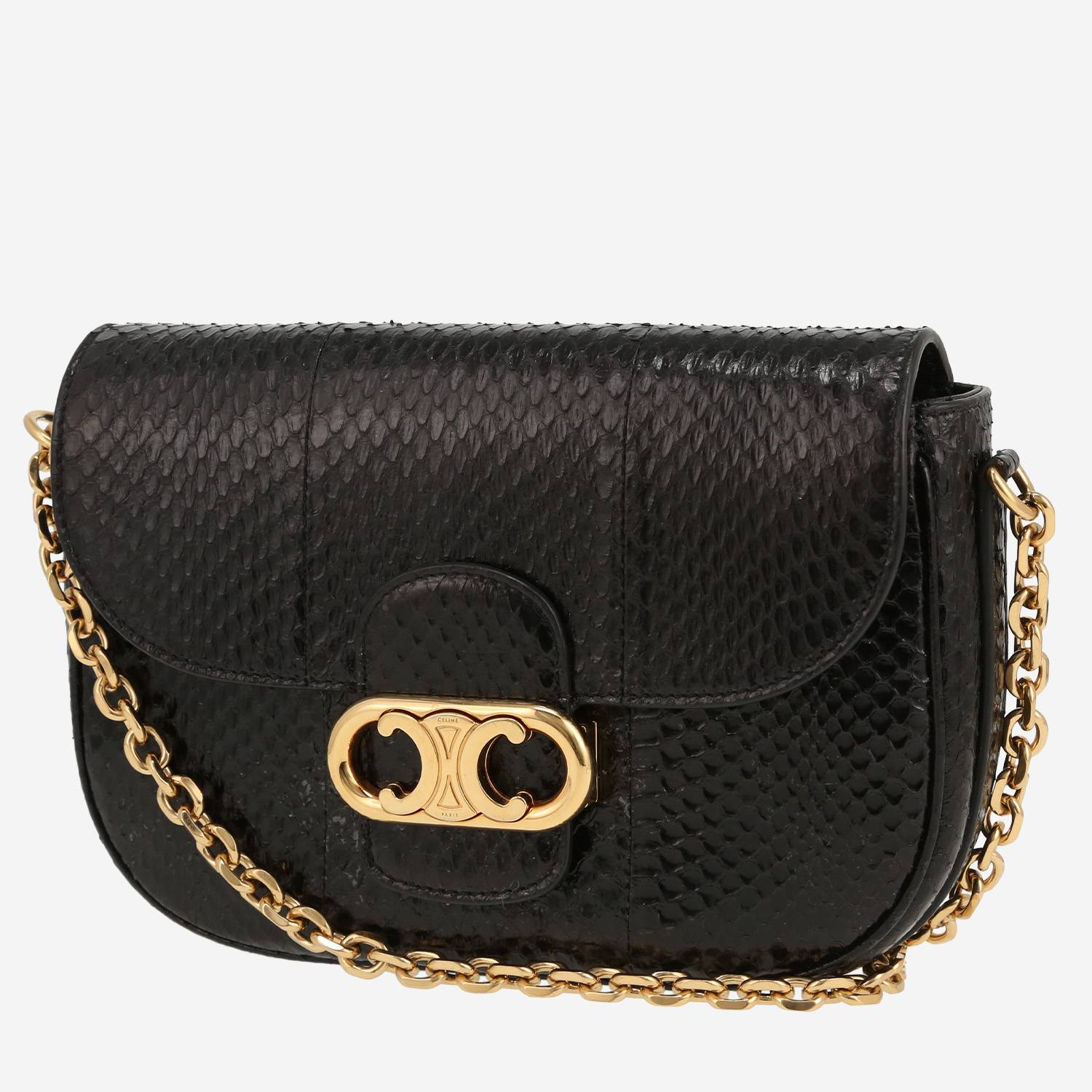 Bolso de mano Celine  Maillon Triomphe en piel de pitón negra