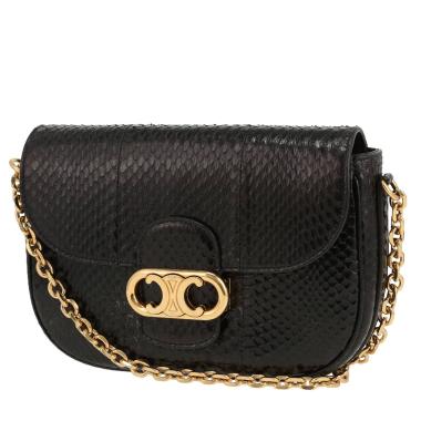 Bolso de mano Celine  Maillon Triomphe en piel de pitón negra